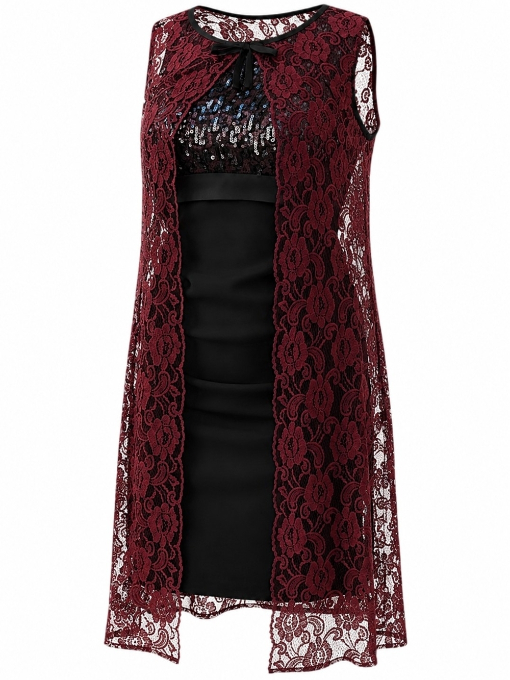 Vintage ILGWU Union Made Burgundy Lace Overlay Dress Small Goth Cottagecore
